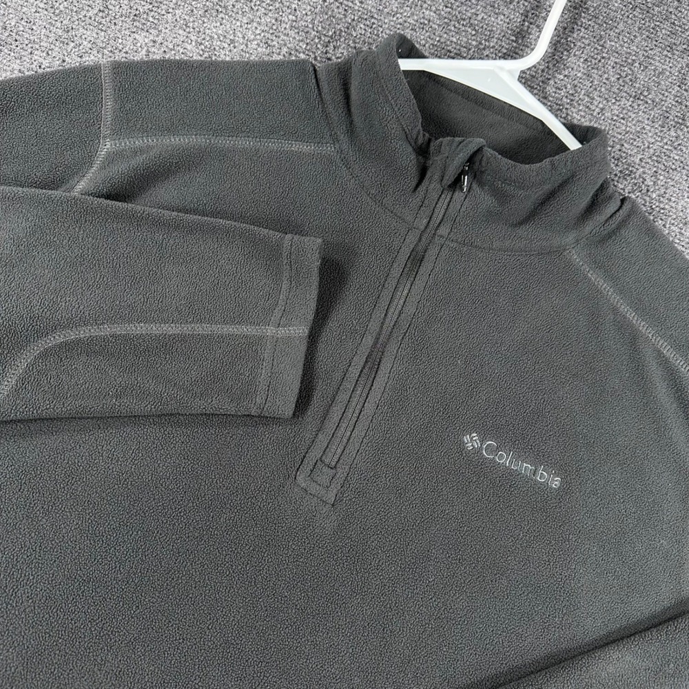 Columbia Fleece Pullover Mens M Medium Charcoal Grey Quarter Zip Hiking Casual